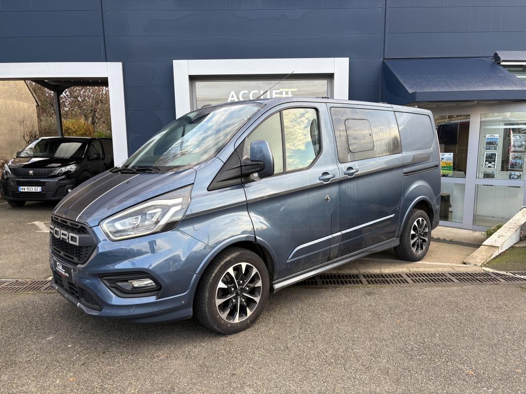 FORD TRANSIT CUSTOM - 2.0L 185 CV SPORT L1 H1 CABINE APPROFONDIE BVA + ATTELAGE - 5 PLACES TVA RECUPERABLE (2022)